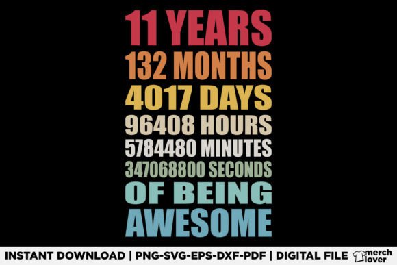 11 Years 132 Months of Being Awesome SVG: A Fresh Graphic Design Asset for Lifestyle Blogs and T-Shirt Designs