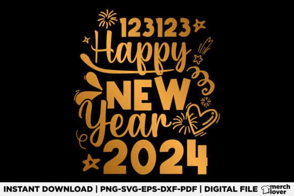 Happy New Year 2024 T-Shirt Design: Festive Graphics for Local Business Branding