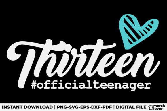 Thirteen 13th Birthday Girls T-Shirt: A Cute Graphic Design Asset for Modern Branding